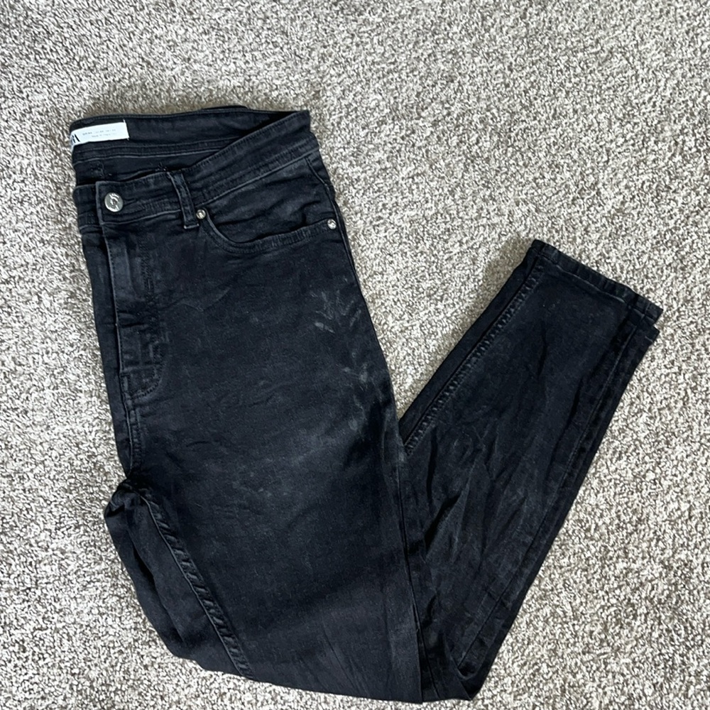 Zara Men’s Skinny Jeans. Bleached wash over Dark Denim